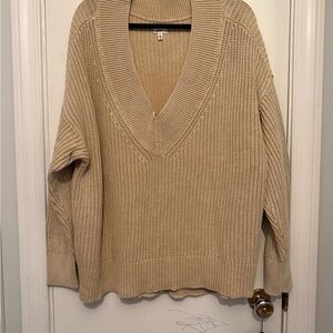 Aerie Classic Tan V-Neck Sweater